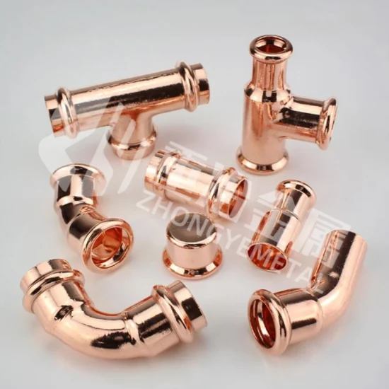 Customized Air Conditioning Refrigeration Tu1 ASTM10200 Jisc1020 Red Copper Tee Fittings