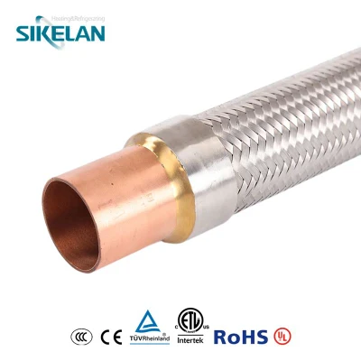 Copper End Stainless Steel Vibration Absorber Braided Pipe for Refrigeration